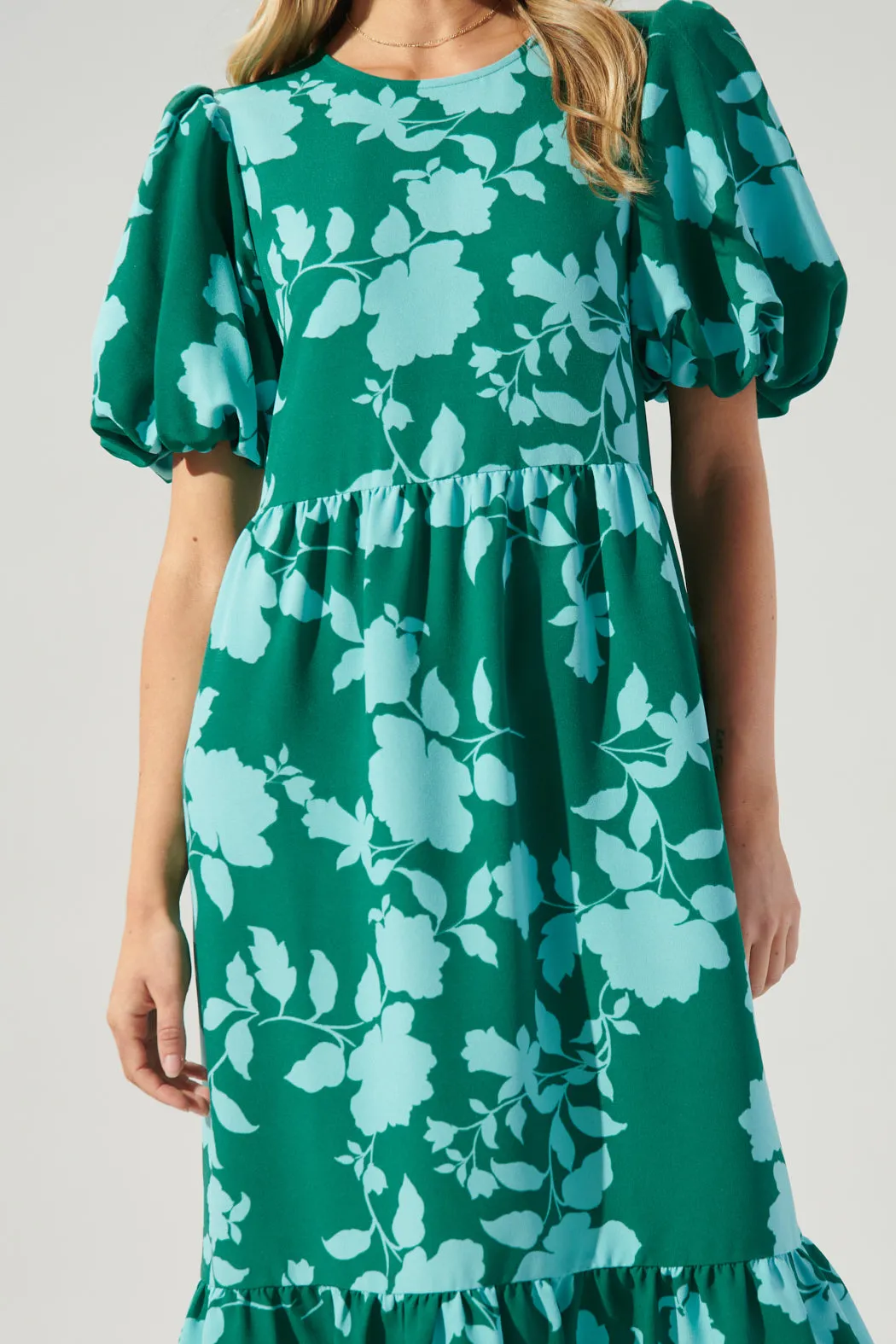 Aruba Floral Papillon Puff Sleeve Midi Dress sold by Sugarlips product image thumbnail 5