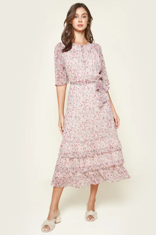 Arlene Floral Midi Dress sold by Sugarlips