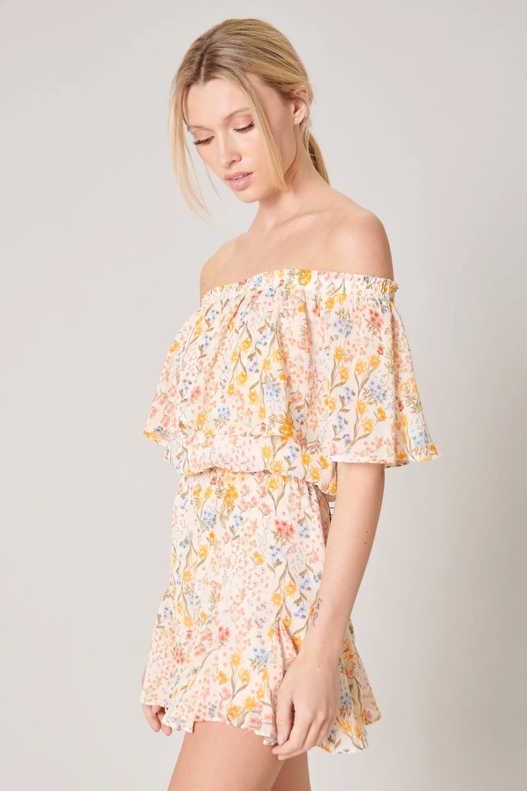 French Country Floral Off the Shoulder Besame Romper sold by Sugarlips product image thumbnail 4