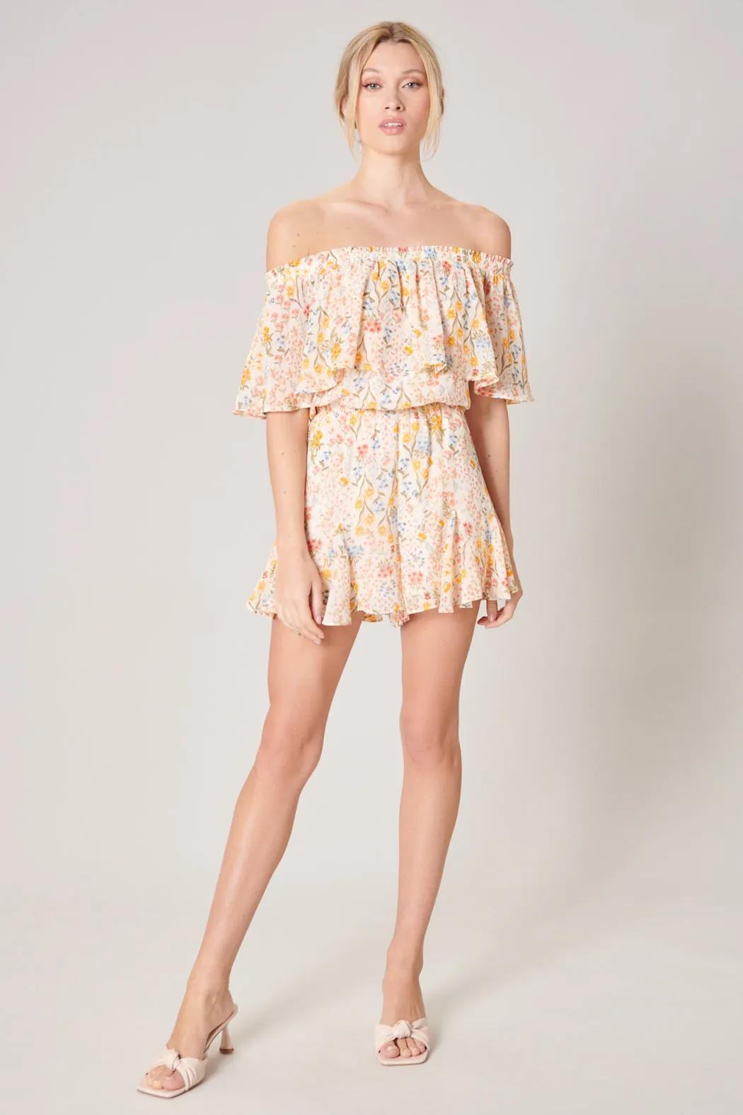 French Country Floral Off the Shoulder Besame Romper sold by Sugarlips product image thumbnail 5