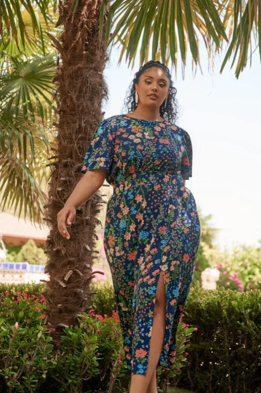 English Countryside Bloom Floral Midi Dress Curve sold by Sugarlips