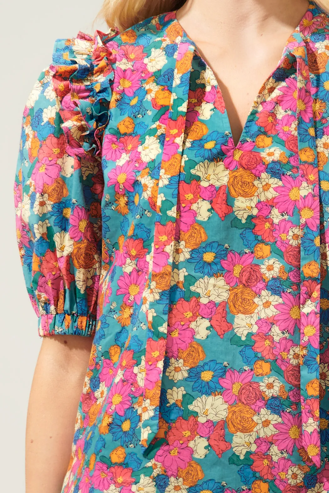 Marvie Floral Noche Tie Neck Blouse sold by Sugarlips product image thumbnail 5