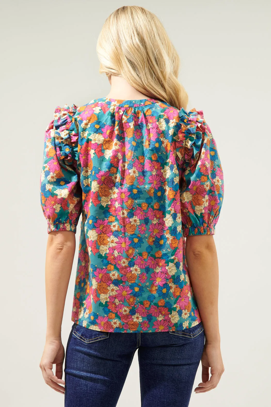 Marvie Floral Noche Tie Neck Blouse sold by Sugarlips product image thumbnail 2