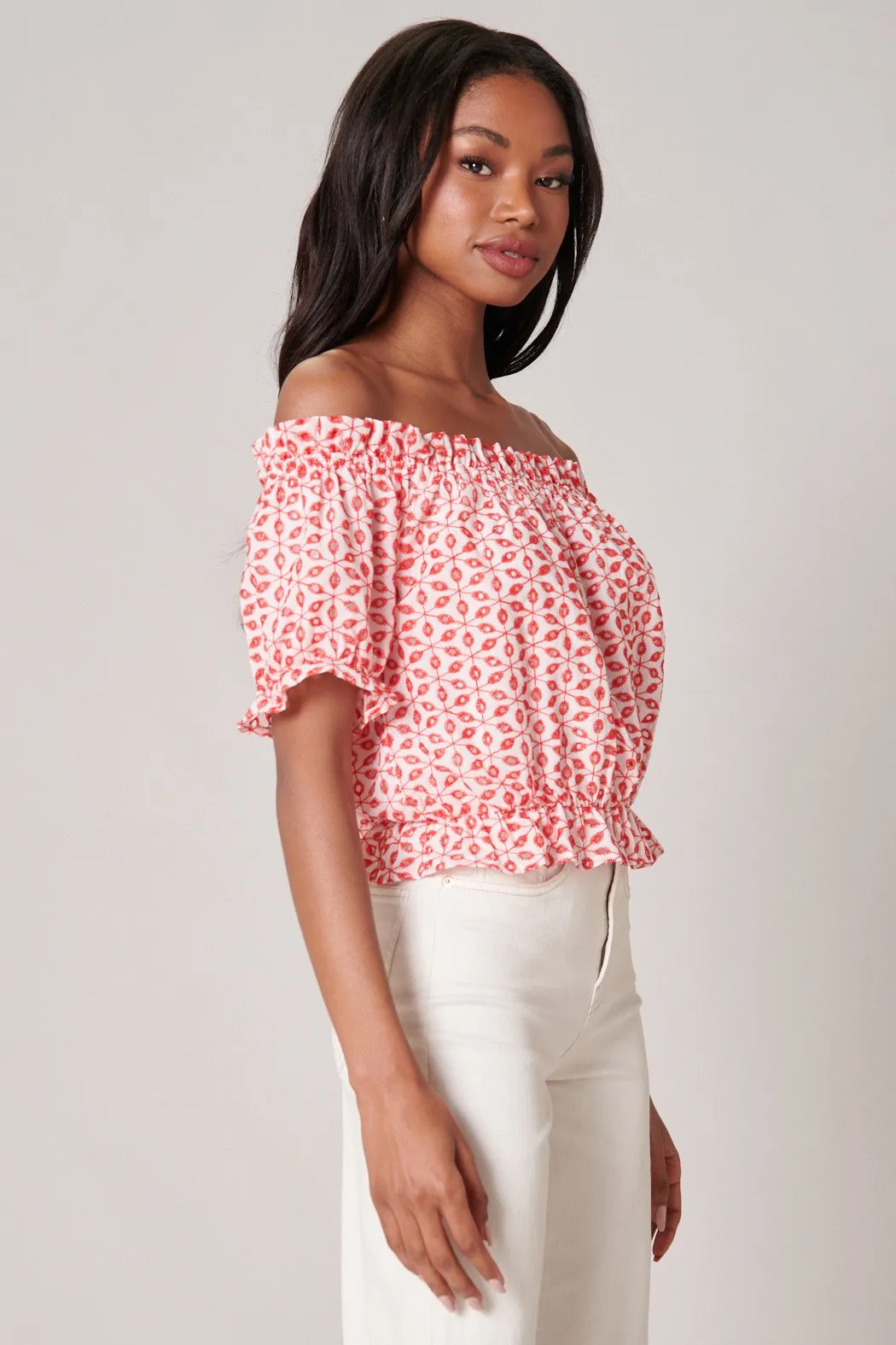 Backroad Eyelet Off the Shoulder Crop Top sold by Sugarlips product image thumbnail 2