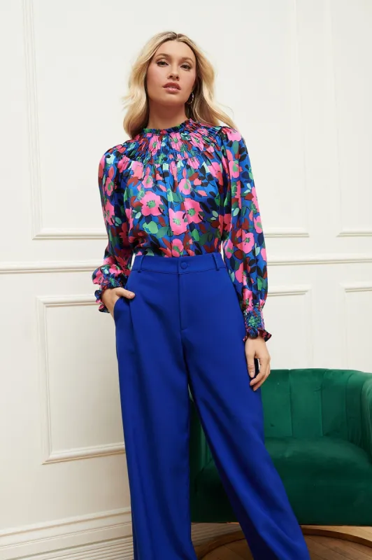 Vivi Berry Floral Bonsoir Smocked Raglan Sleeve Blouse sold by Sugarlips