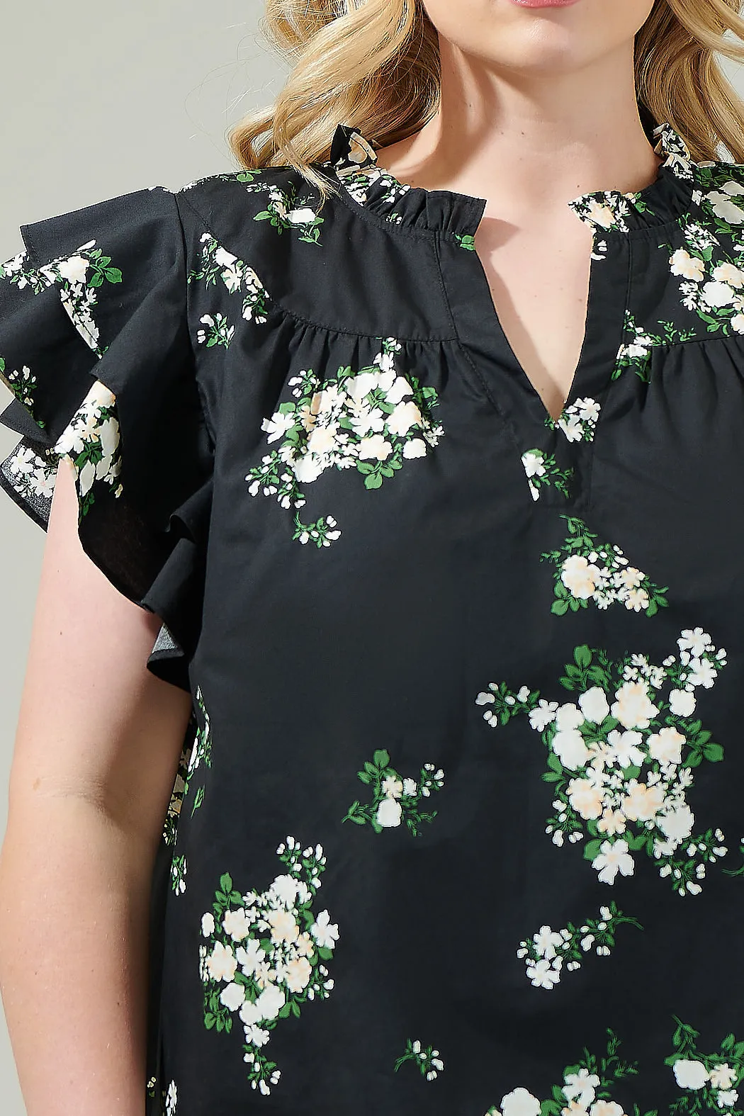 Emery Floral Split Neck Top Curve sold by Sugarlips product image thumbnail 5