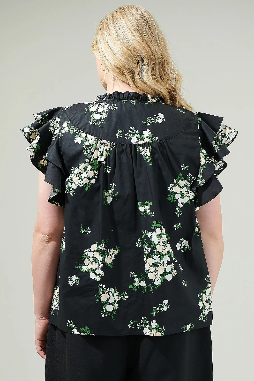 Emery Floral Split Neck Top Curve sold by Sugarlips product image thumbnail 2