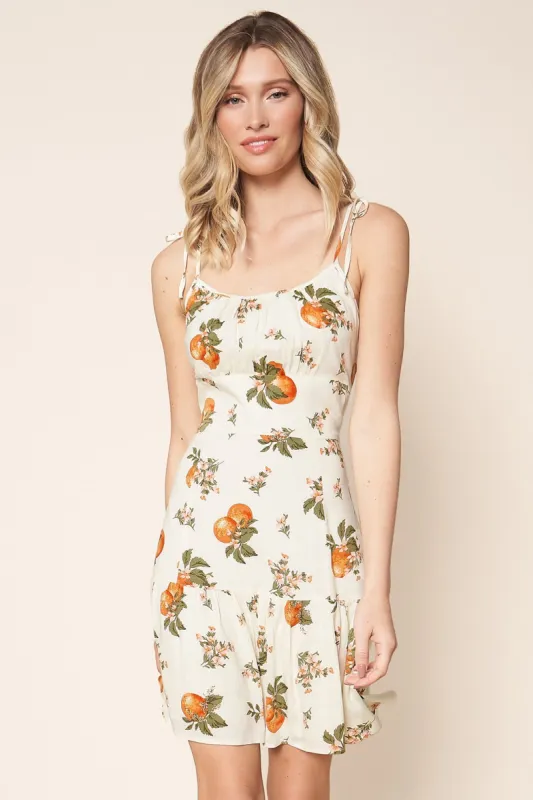 Arancia Mini Flared Orange Print Dress sold by Sugarlips