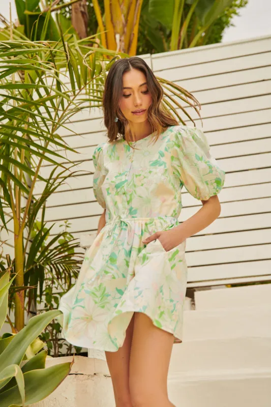 Arrietty Floral Alba Puff Sleeve Mini Dress sold by Sugarlips