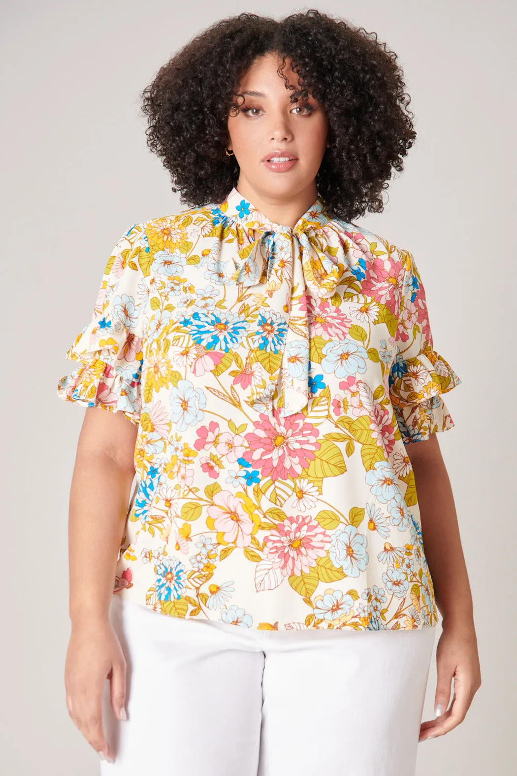 La Rochelle Tie Neck Bianca Blouse Curve sold by Sugarlips product image thumbnail 4