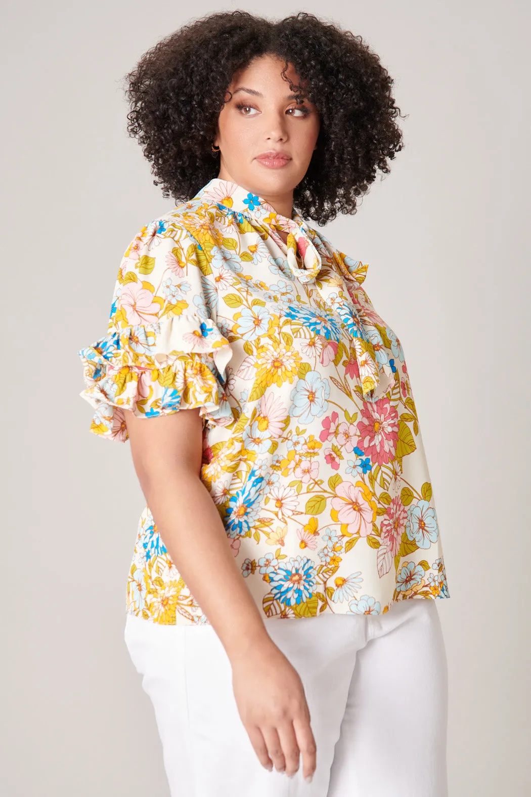 La Rochelle Tie Neck Bianca Blouse Curve sold by Sugarlips product image thumbnail 2