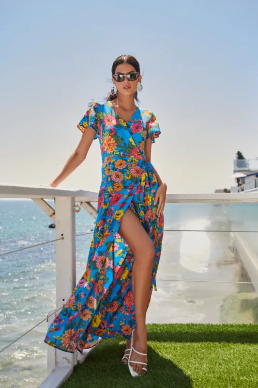 Twiggy Floral Lunar Maxi Wrap Dress sold by Sugarlips