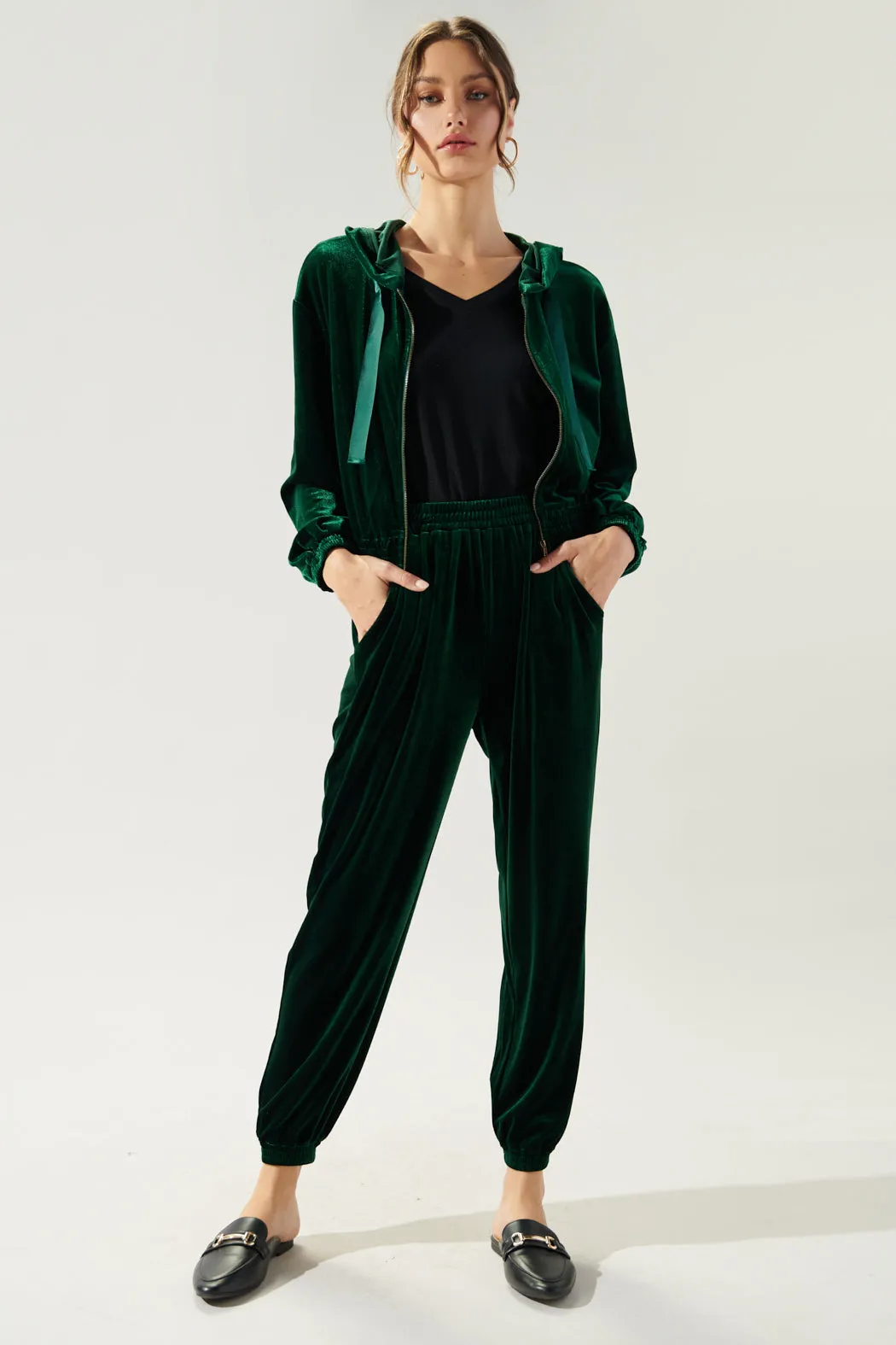 Everson Velvet Cropped Zip Up Hoodie sold by Sugarlips product image thumbnail 4