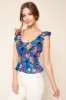Floral Strokes Smocked Ruffle Tank Top sold by Sugarlips