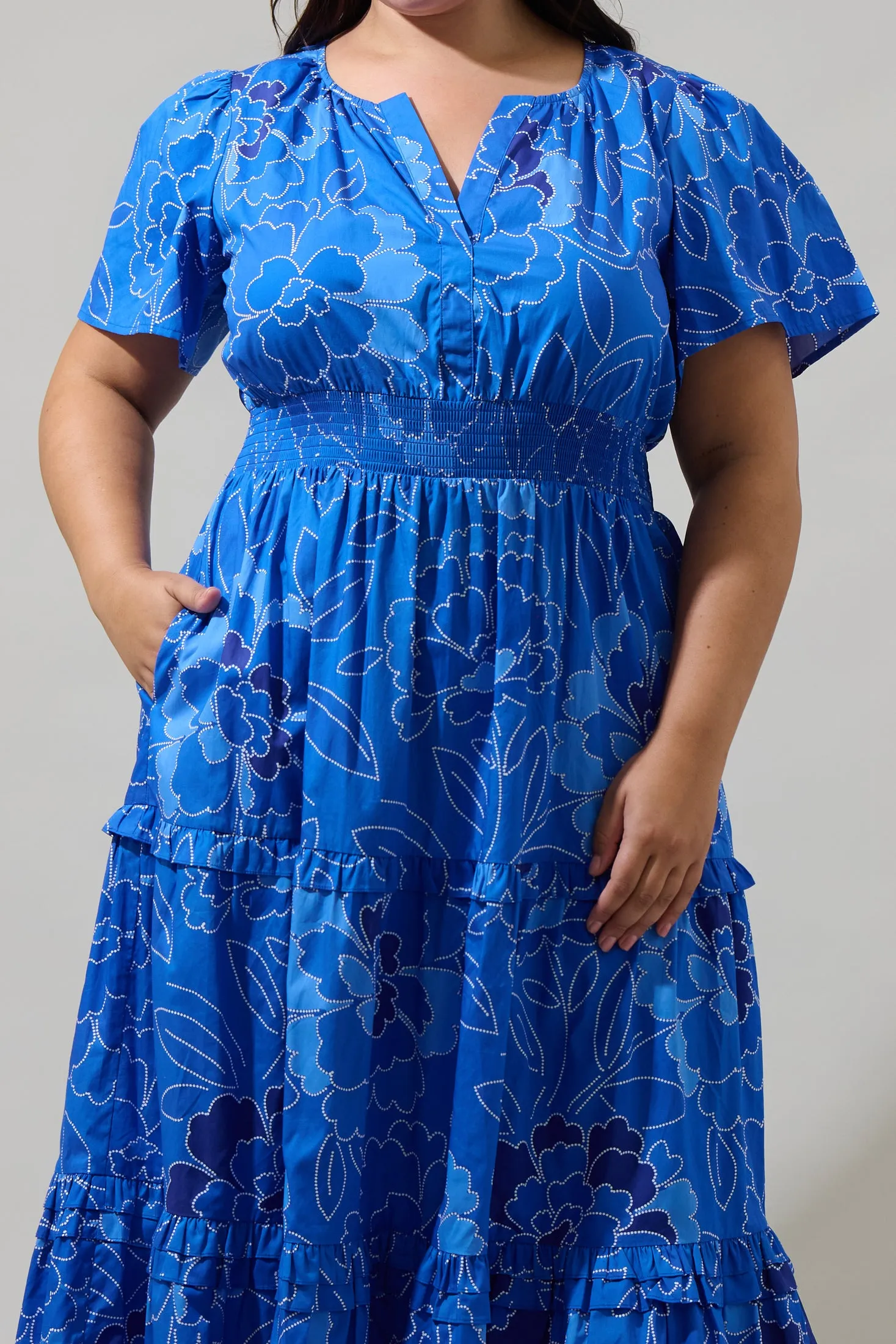 Maris Floral Palmer Poplin Tiered Maxi Dress Curve sold by Sugarlips product image thumbnail 4
