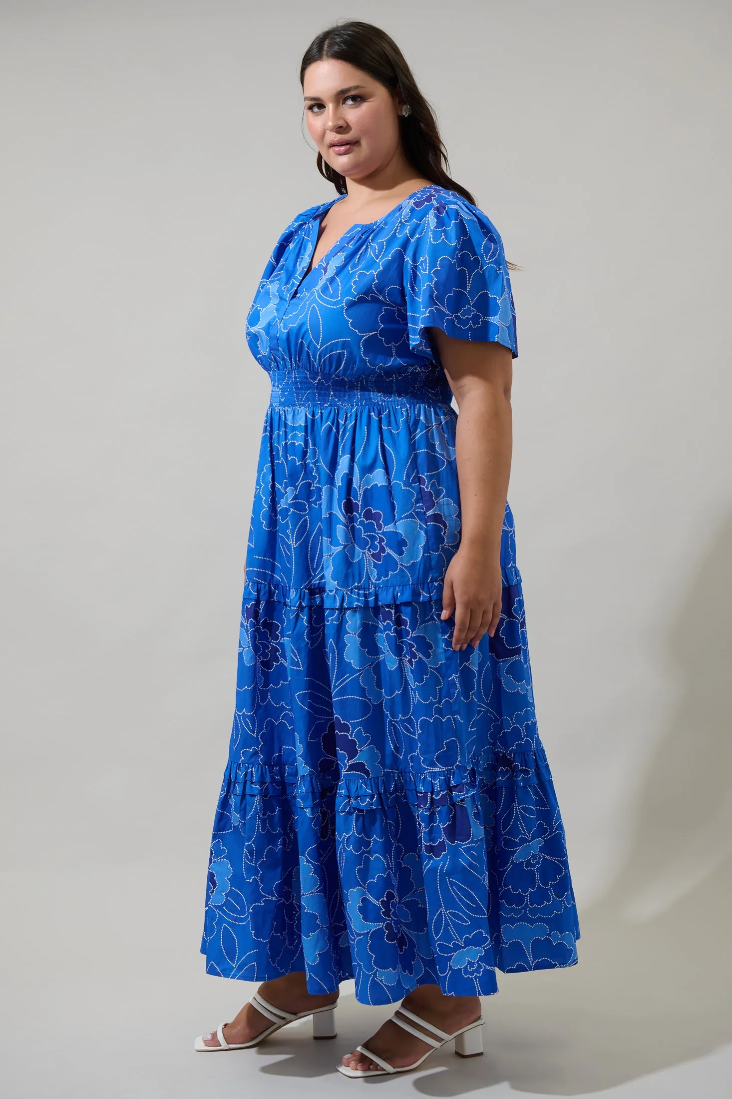 Maris Floral Palmer Poplin Tiered Maxi Dress Curve sold by Sugarlips product image thumbnail 3