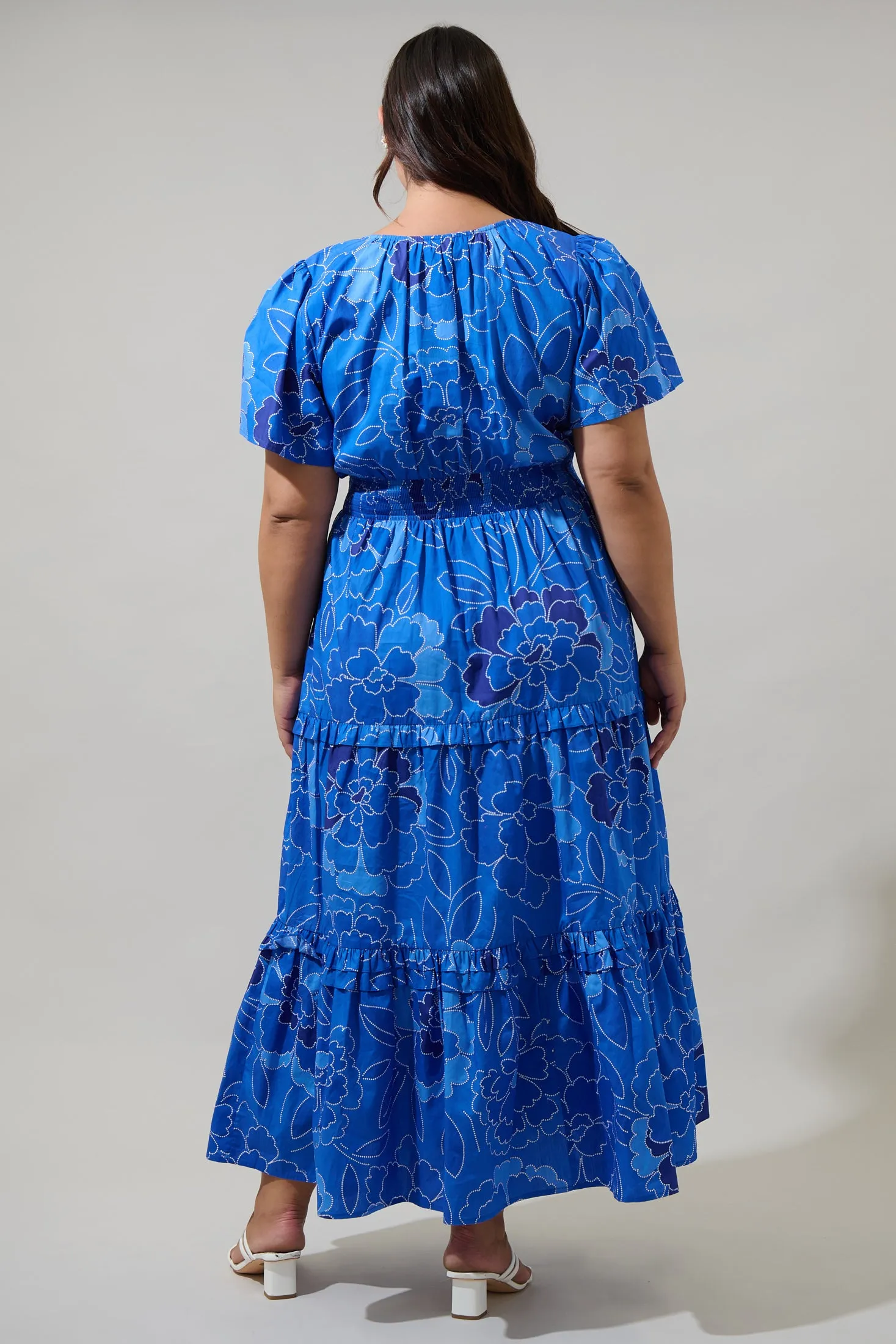 Maris Floral Palmer Poplin Tiered Maxi Dress Curve sold by Sugarlips product image thumbnail 2