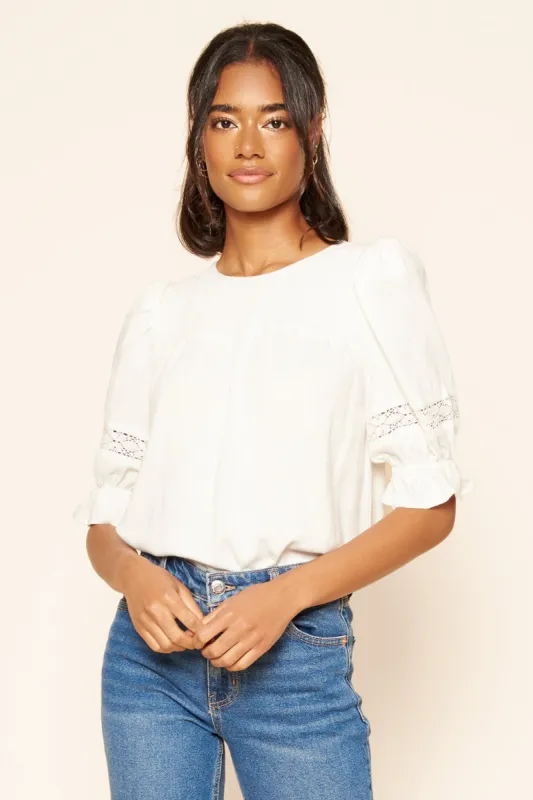 Mon Amour Smocked Yoke Puff Sleeve Top sold by Sugarlips