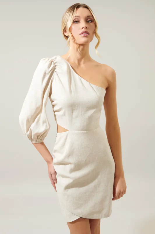 Saint Tropez Hana Cut Out Linen Mini Dress sold by Sugarlips