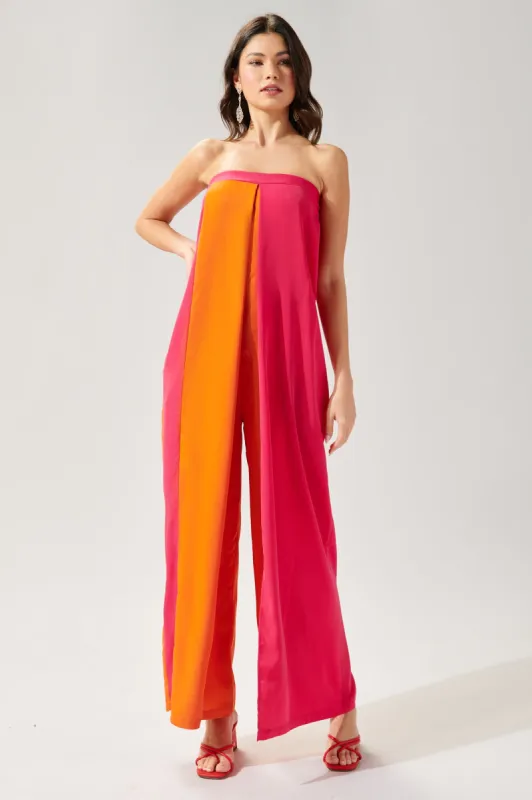 Feel the Beat Strapless Color Block Jumpsuit sold by Sugarlips