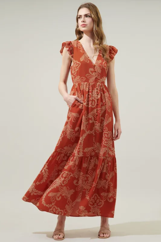 Ginger Paisley Evianna Button Down Maxi Dress sold by Sugarlips