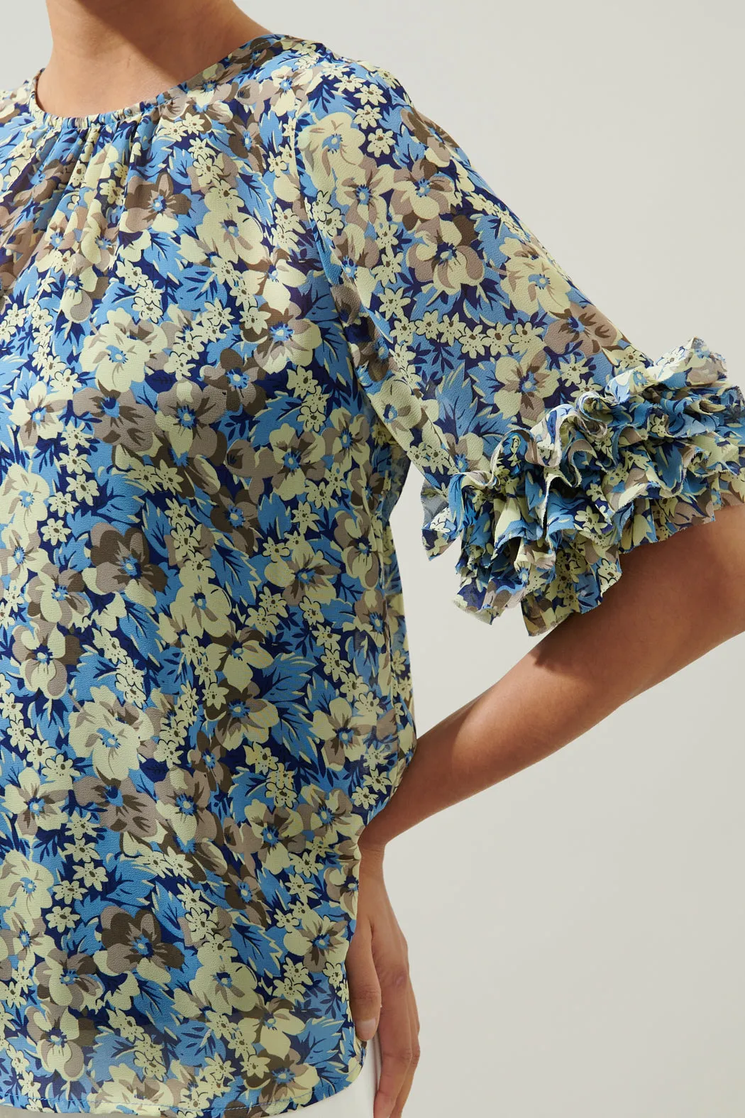 Petal Floral Ruffle Sleeve Blouse sold by Sugarlips product image thumbnail 5
