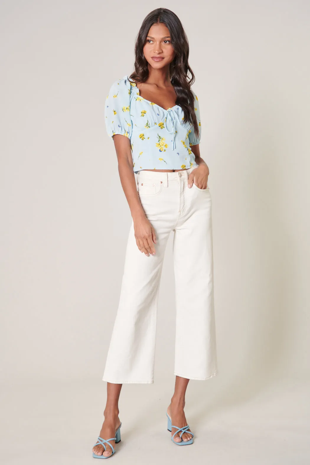 Roony Floral Viviana Puff Sleeve Crop Top sold by Sugarlips product image thumbnail 5