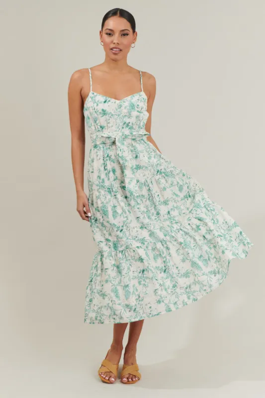 Jaya Floral Tiered Midi Dress sold by Sugarlips