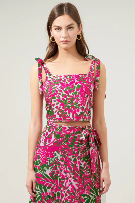 Cienega Floral Strokes Tie Strap Top sold by Sugarlips
