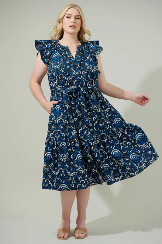 Dynamite Floral Button Midi Dress Curve sold by Sugarlips