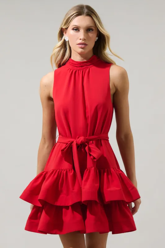 Teresa Ruffle Tiered Mini Dress sold by Sugarlips