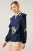 Dusk Bloom Floral Wilhem Ruffle Blouse sold by Sugarlips