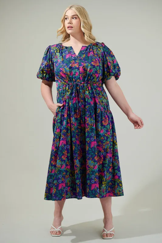 Karol Floral Luna Midi Dress Curve sold by Sugarlips