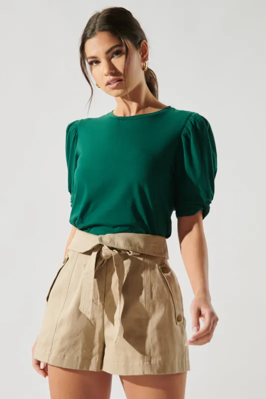 Olivia Knot Puff Sleeve Cotton Knit Top sold by Sugarlips