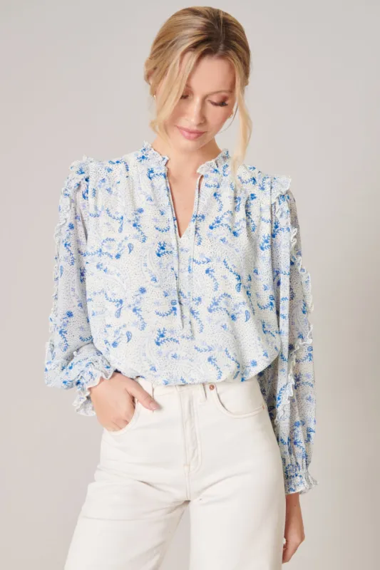 Corinna Paisley Raj Balloon Sleeve Blouse sold by Sugarlips