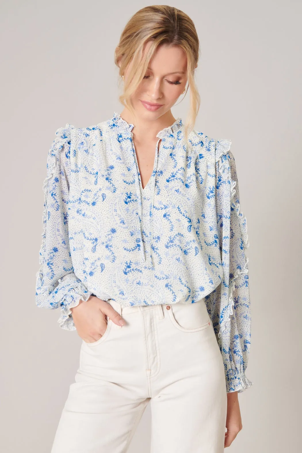 Corinna Paisley Raj Balloon Sleeve Blouse sold by Sugarlips