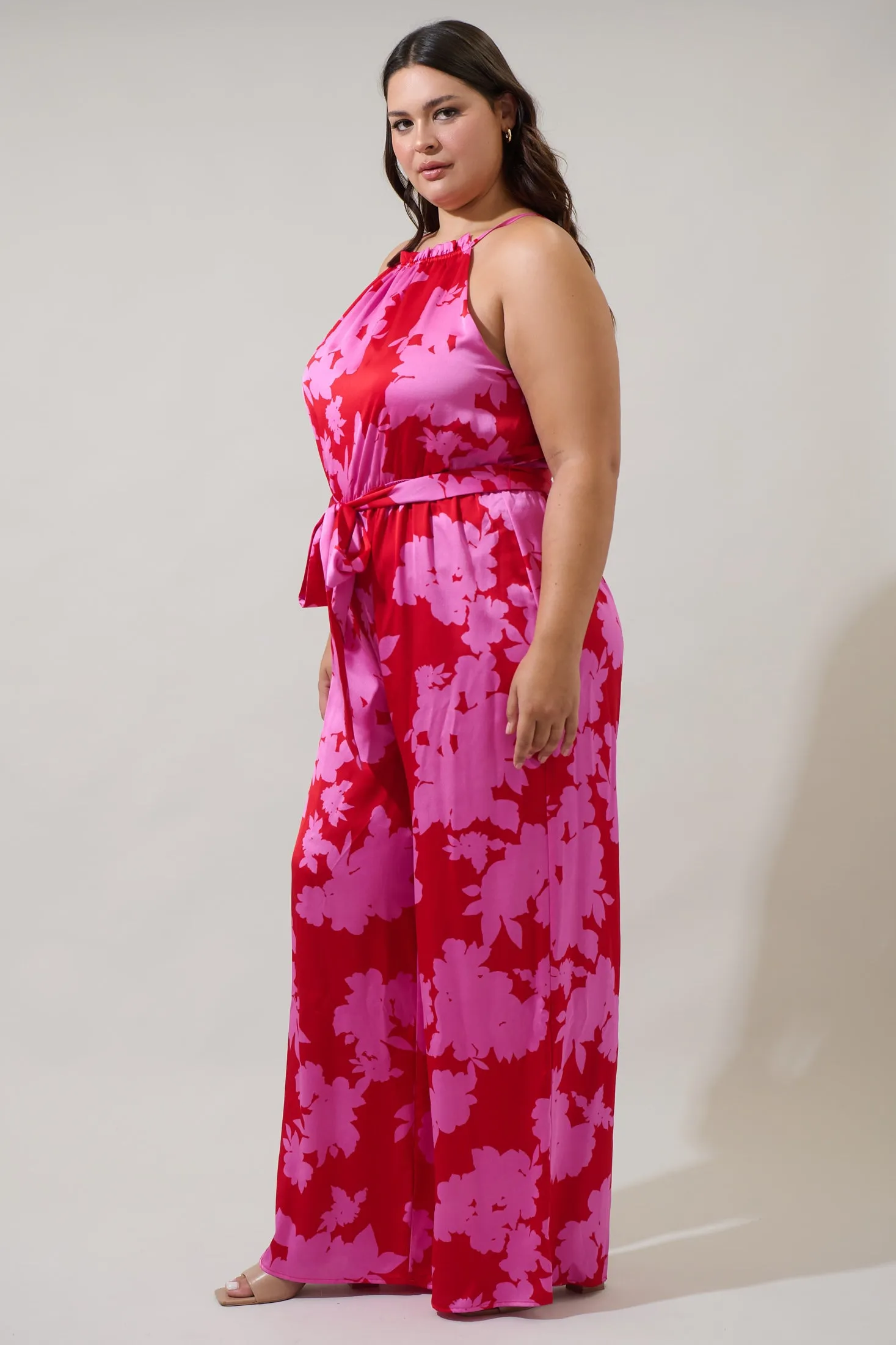 Burning Love Lighthearted Trapeze Satin Jumpsuit Curve sold by Sugarlips product image thumbnail 3