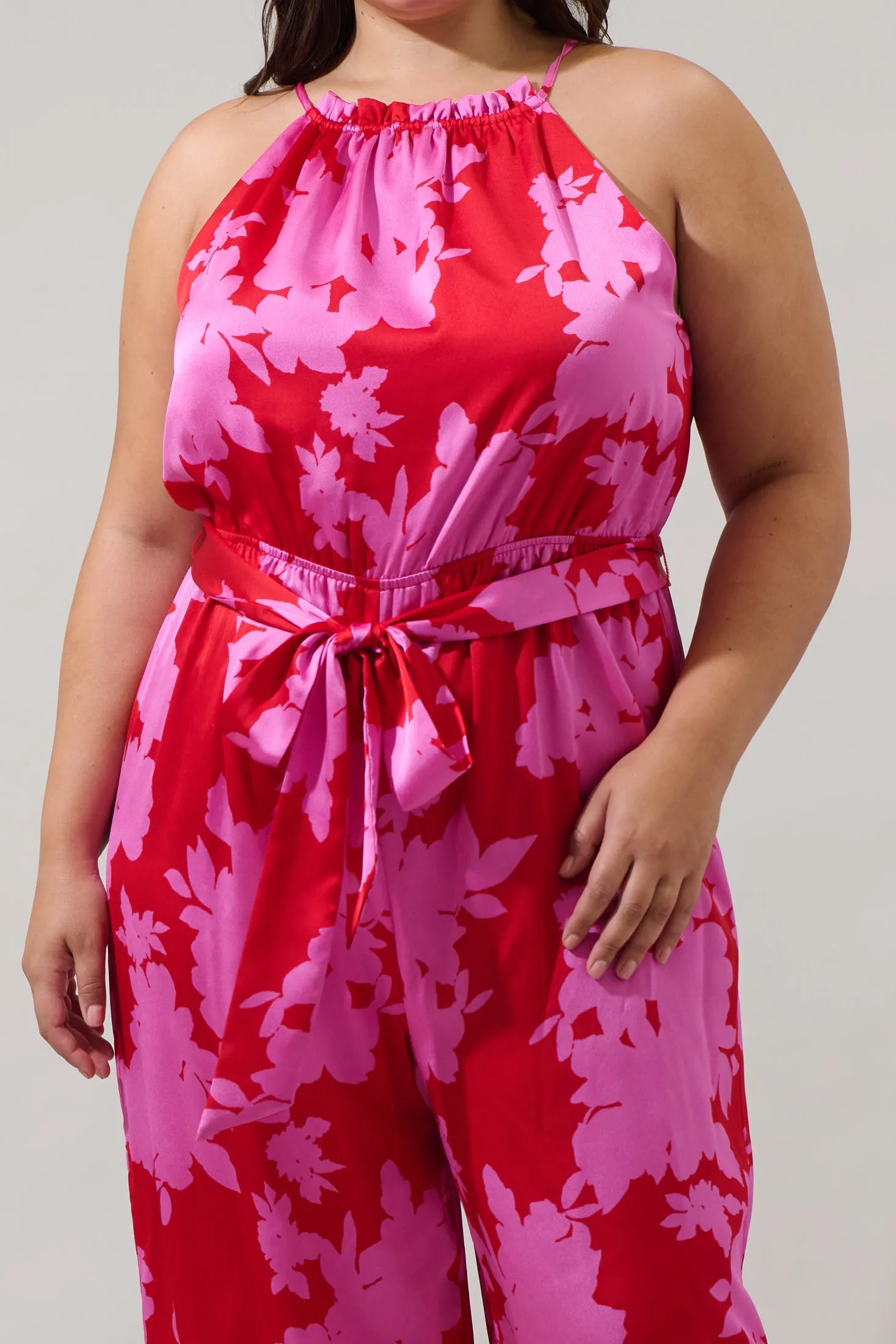 Burning Love Lighthearted Trapeze Satin Jumpsuit Curve sold by Sugarlips product image thumbnail 4