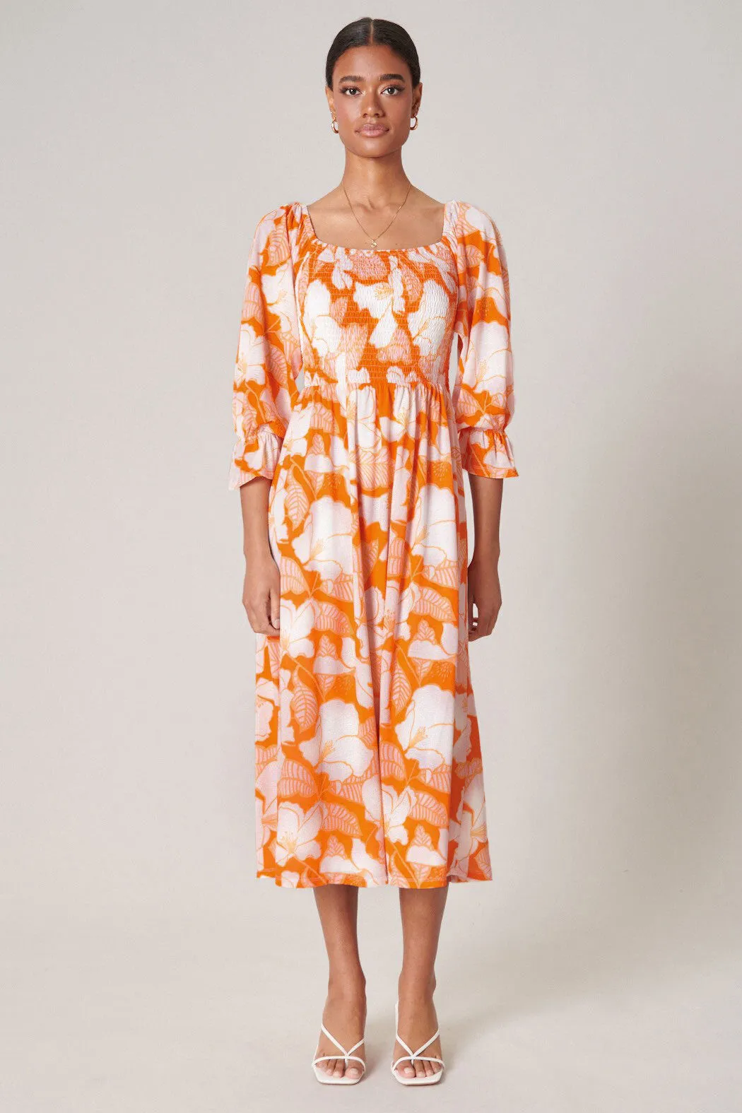 Tropical Tang Denni Smocked Midi Dress sold by Sugarlips product image thumbnail 5