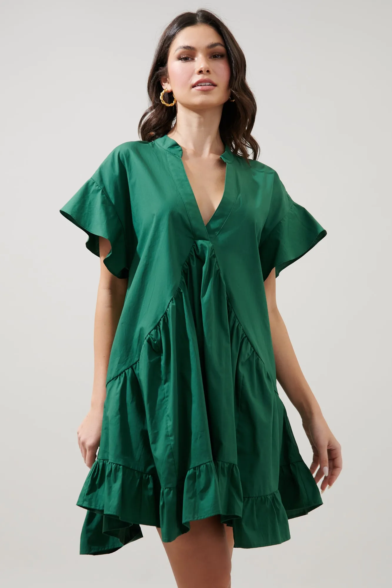 Birdie Deep V Mini Poplin Shift Dress sold by Sugarlips product image thumbnail 3
