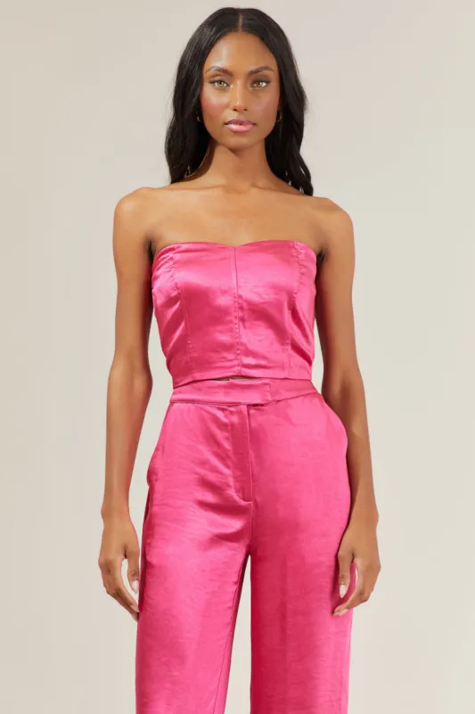 Rosalia Satin Strapless Crop Top sold by Sugarlips