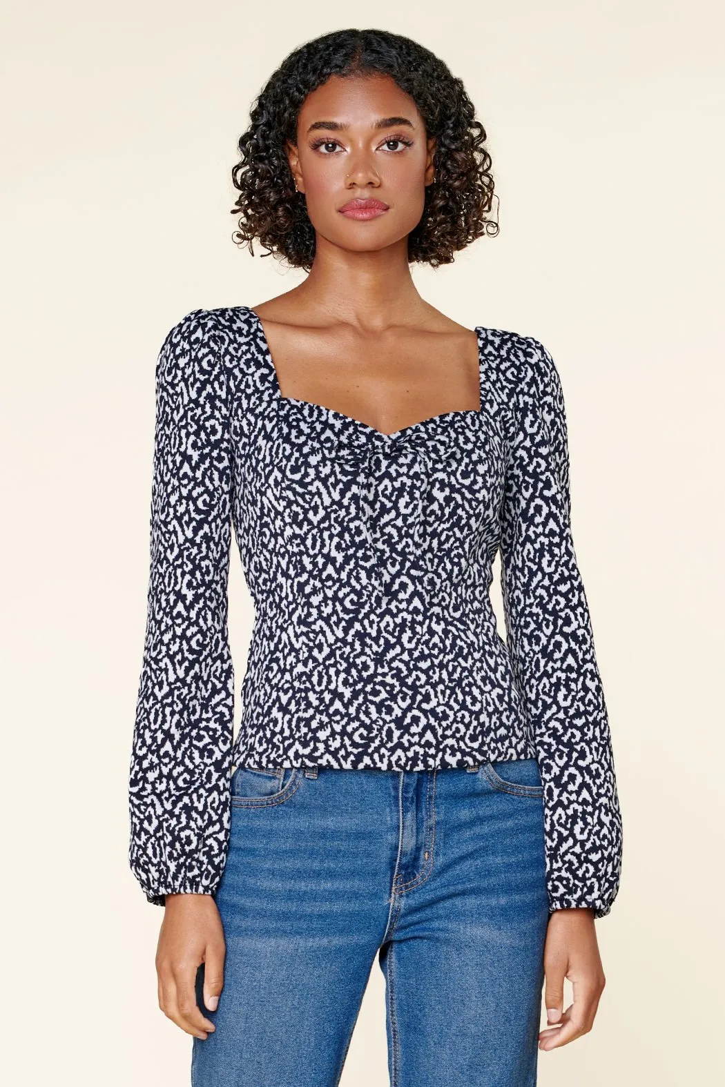 Tabitha Leopard Sweetheart Long Sleeve Top sold by Sugarlips