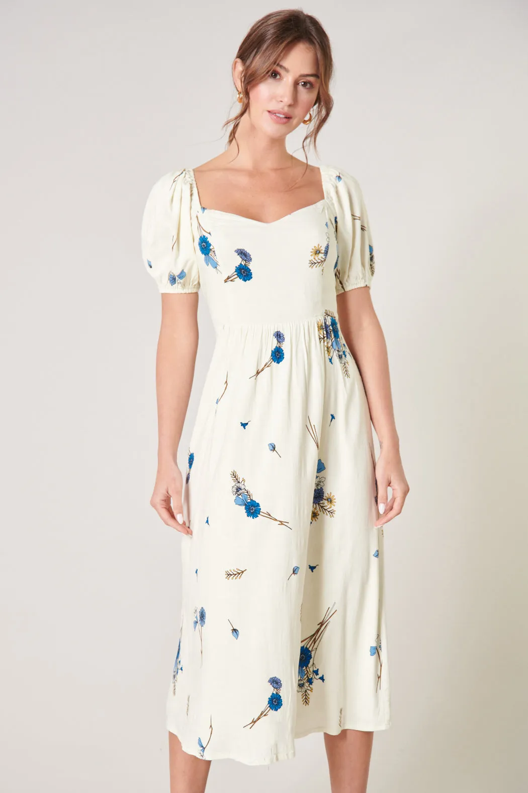 Fall for You Alessi Puff Sleeve Midi Dress sold by Sugarlips