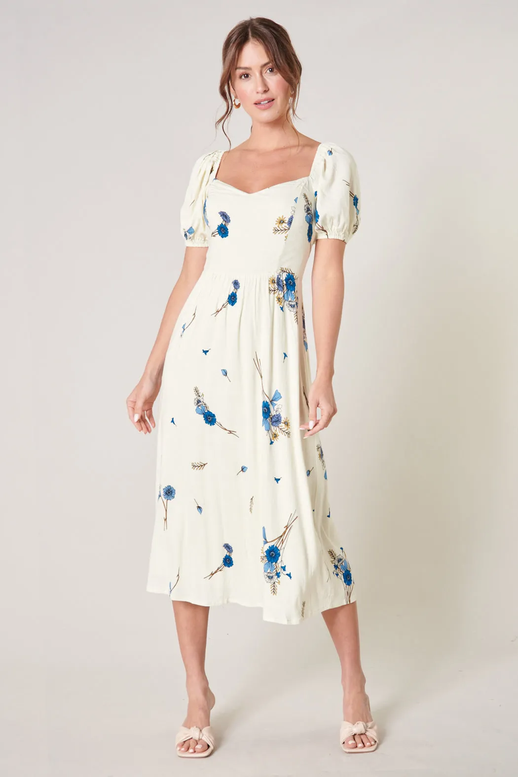 Fall for You Alessi Puff Sleeve Midi Dress sold by Sugarlips product image thumbnail 4