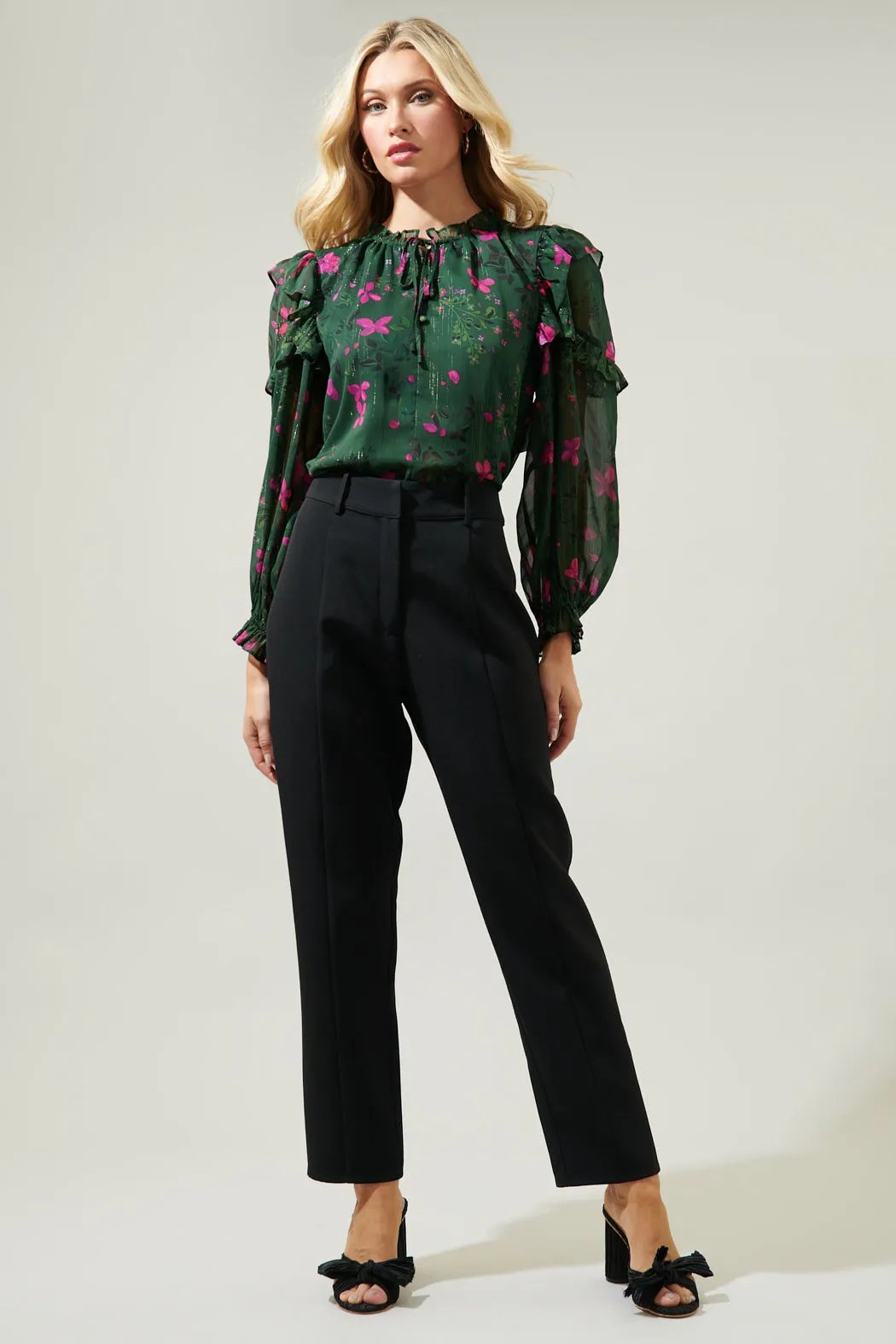 Juniper Floral Marquette Henley Blouse sold by Sugarlips product image thumbnail 5