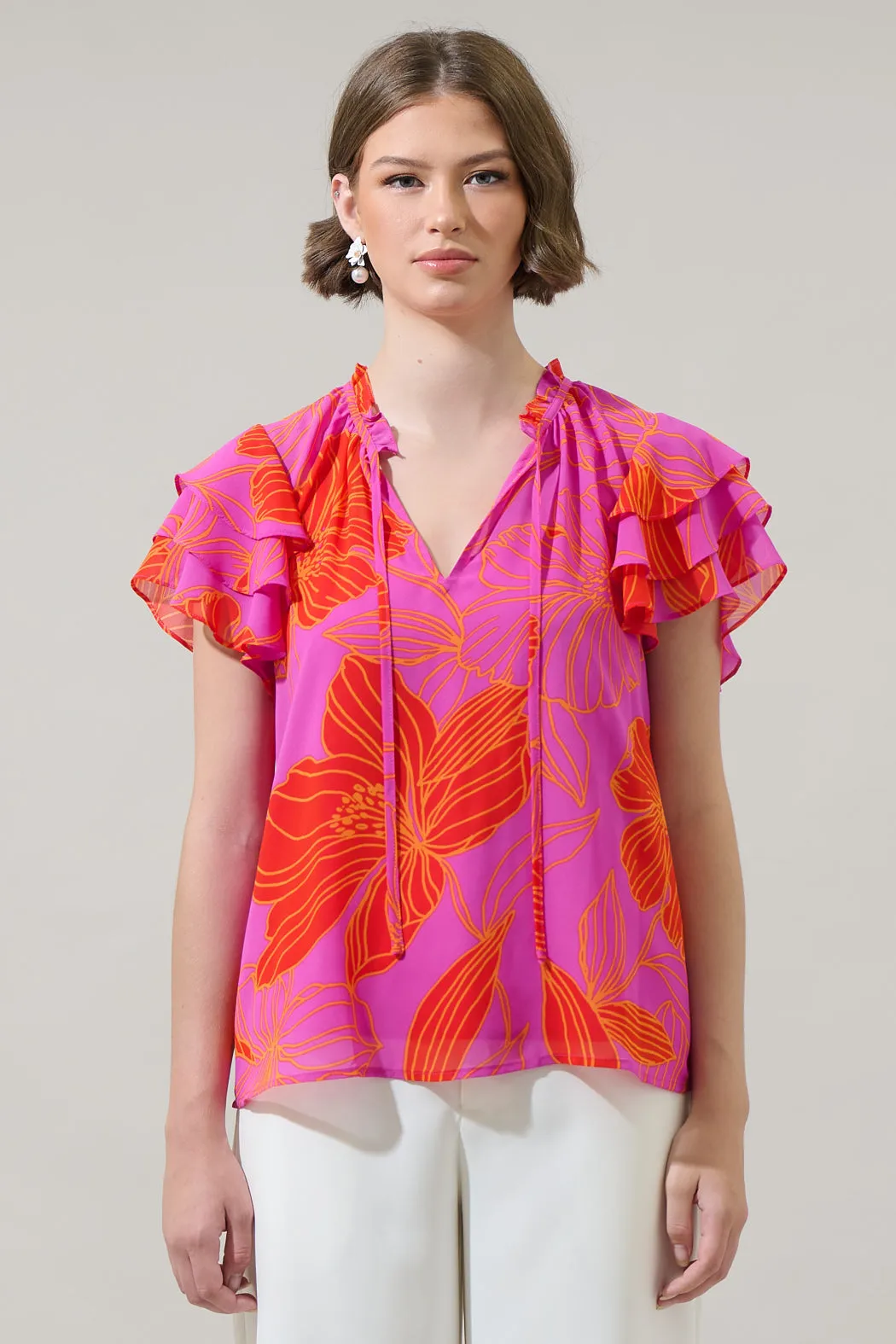 Blakeley Floral Donis Split Neck Blouse sold by Sugarlips product image thumbnail 5