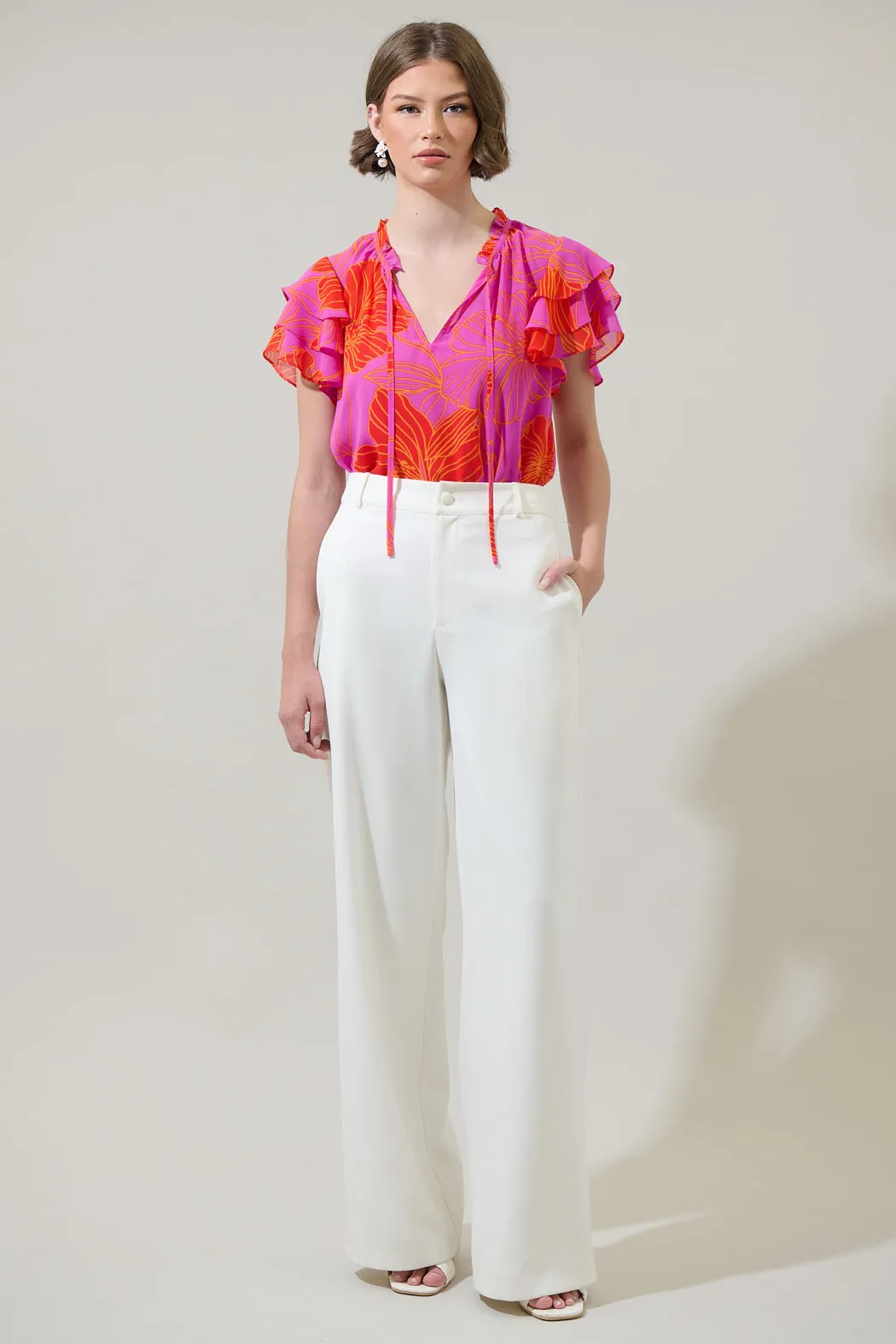 Blakeley Floral Donis Split Neck Blouse sold by Sugarlips product image thumbnail 4