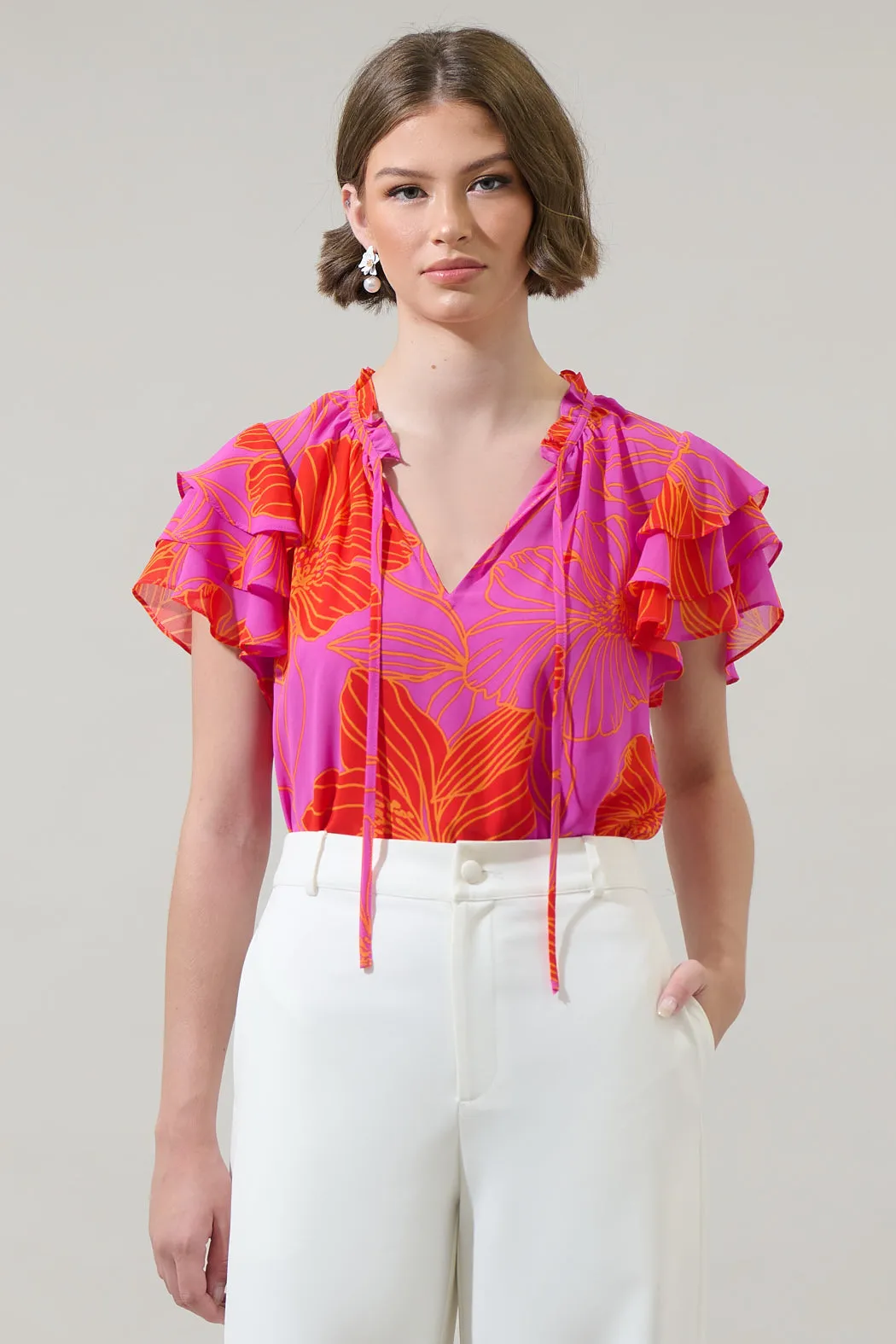 Blakeley Floral Donis Split Neck Blouse sold by Sugarlips