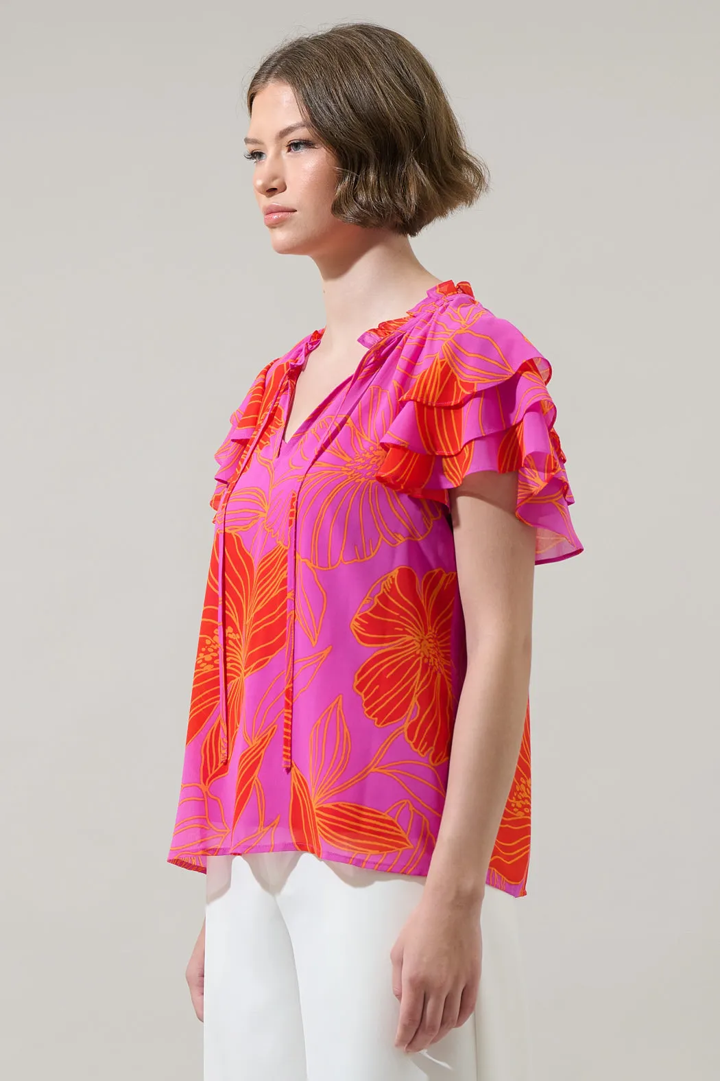 Blakeley Floral Donis Split Neck Blouse sold by Sugarlips product image thumbnail 3