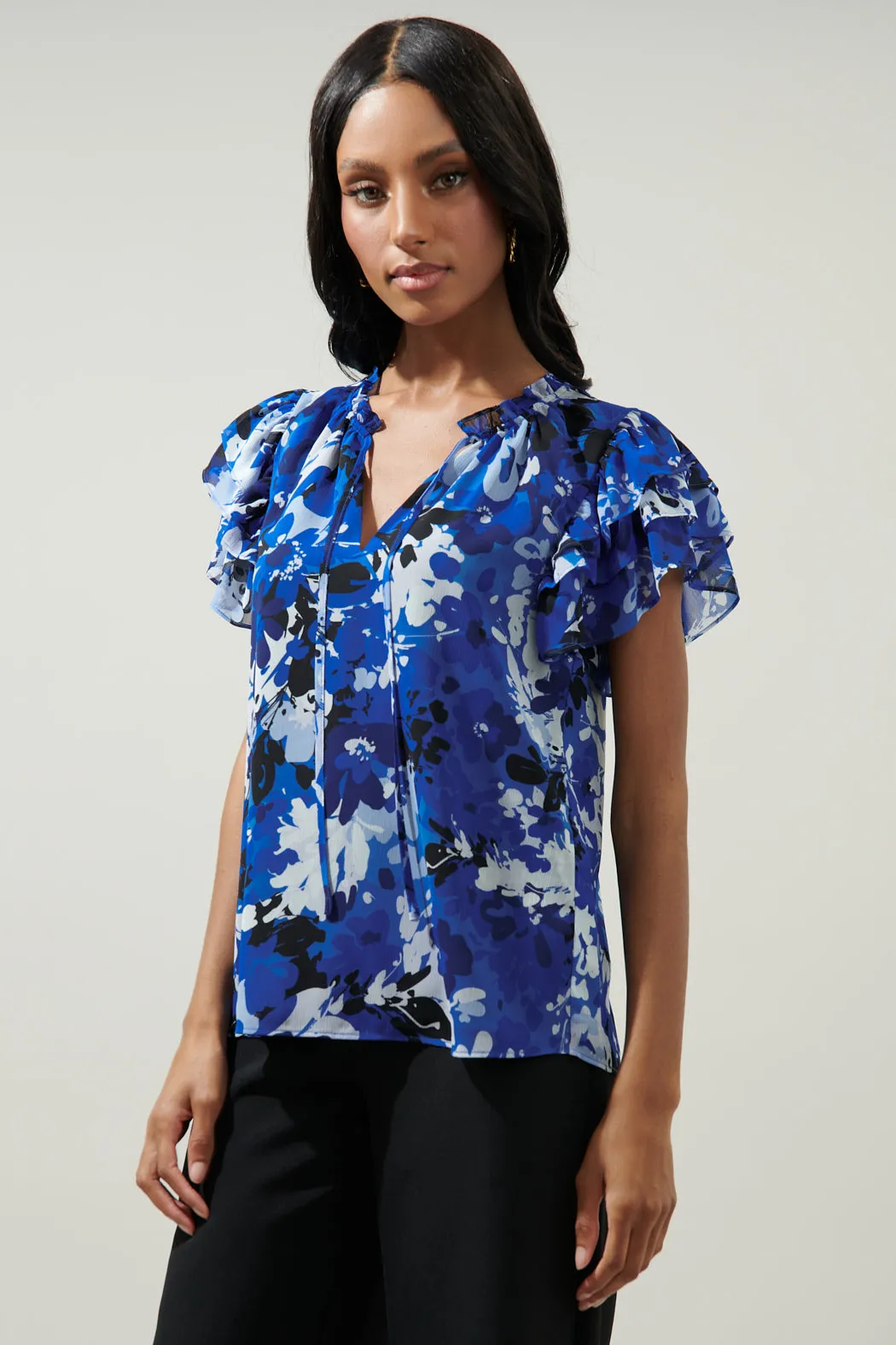 Moonflower Montie Ruffle Tie Neck Blouse sold by Sugarlips product image thumbnail 3